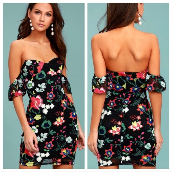 Lulus Dresses & Skirts - NWT Lulu's Embroidered Lace Off Shoulder Dress